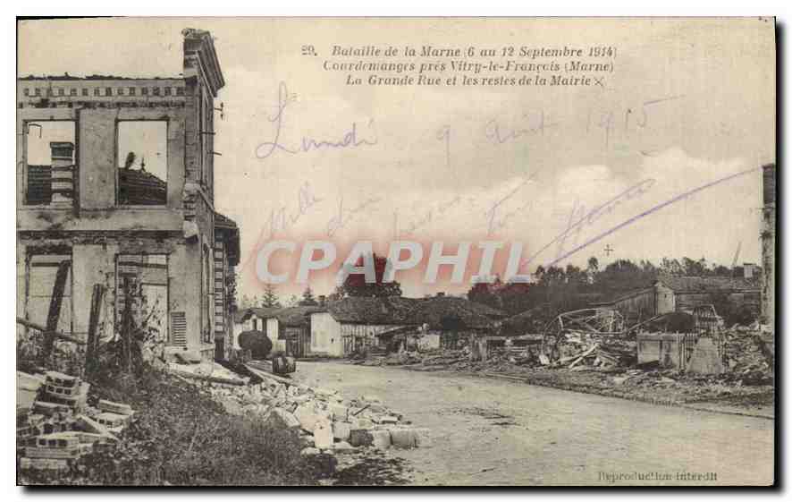 Bataille de la Marne — 6 au 12 Septembre 1914 — Courdemanges près Vitry-le-François (Marne)