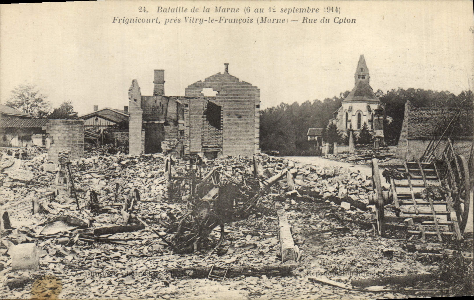 Frignicourt, près Vitry-le-François (Marne) — Ruines après la Bataille de la Marne (6 au 12 septembre 1914) — Reproductions