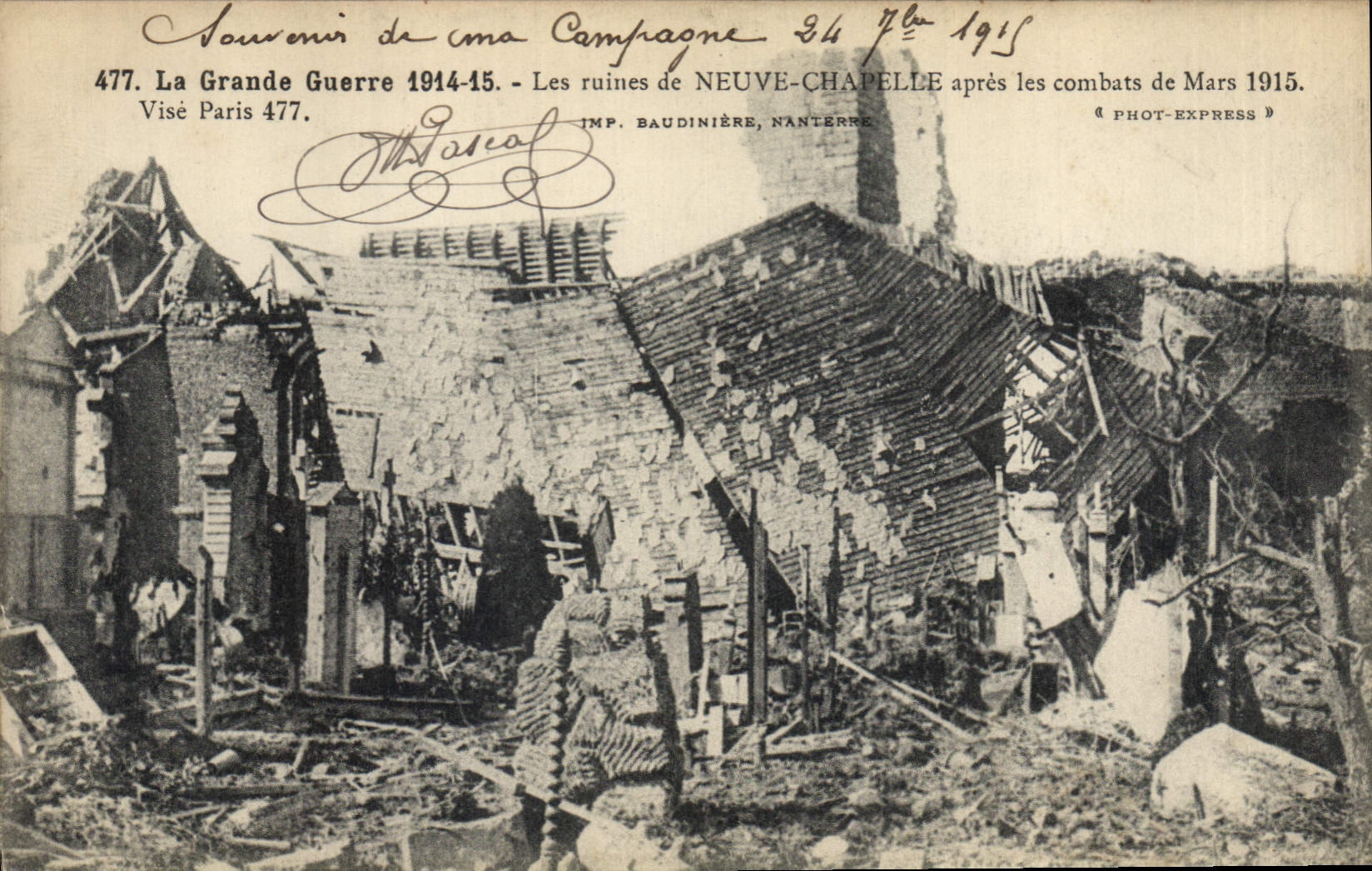 Neuve-Chapelle — Ruinen nach den Schlachten März 1915 — IMP. BAUDINIÈRE, NANTERRE