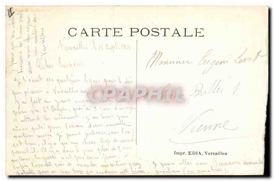 CPA Versailles La Prefecture  — Rückseite