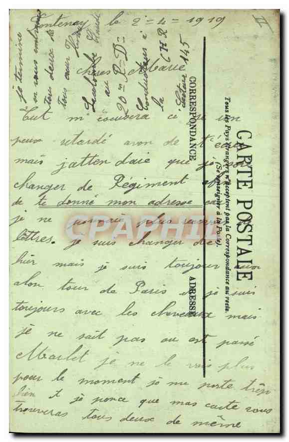CPA Versailles La Prefecture  — Verso