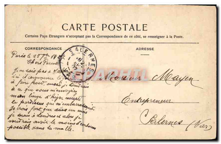 CPA Versailles La Prefecture  — Verso