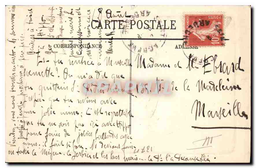 CPA Folklore Types D'Auvergne Joueur de Cornemuse — Verso