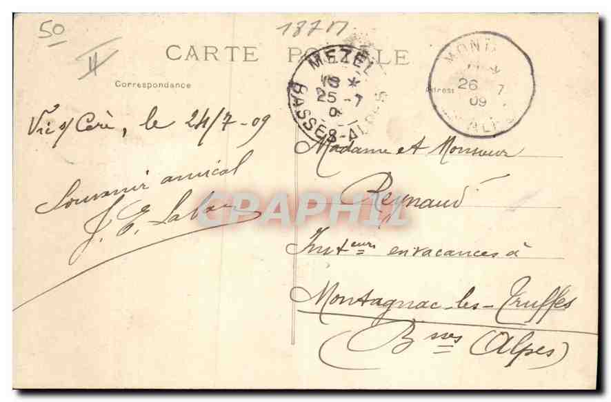 CPA Folklore Types d'Auvergne Declaration d'Amour Doux Serments  — Verso