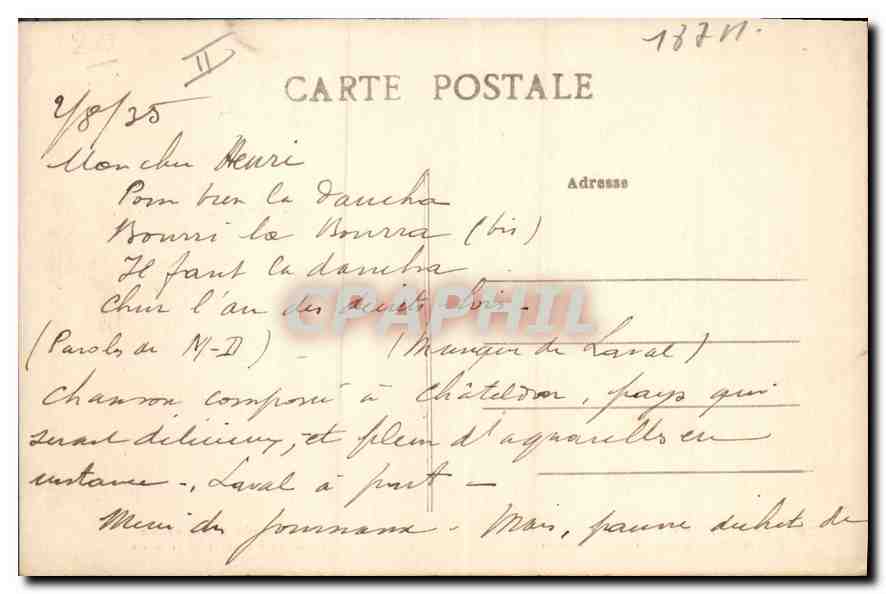 Le Beurrée d'Auvergne — Troisième Figure — Vis-à-vis — éditeur non visible — Verso