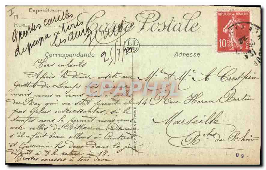 CPA Loudres Les Grottes du Loup a 10 minutes de la Vaulique Palais de la Madone  — Rückseite