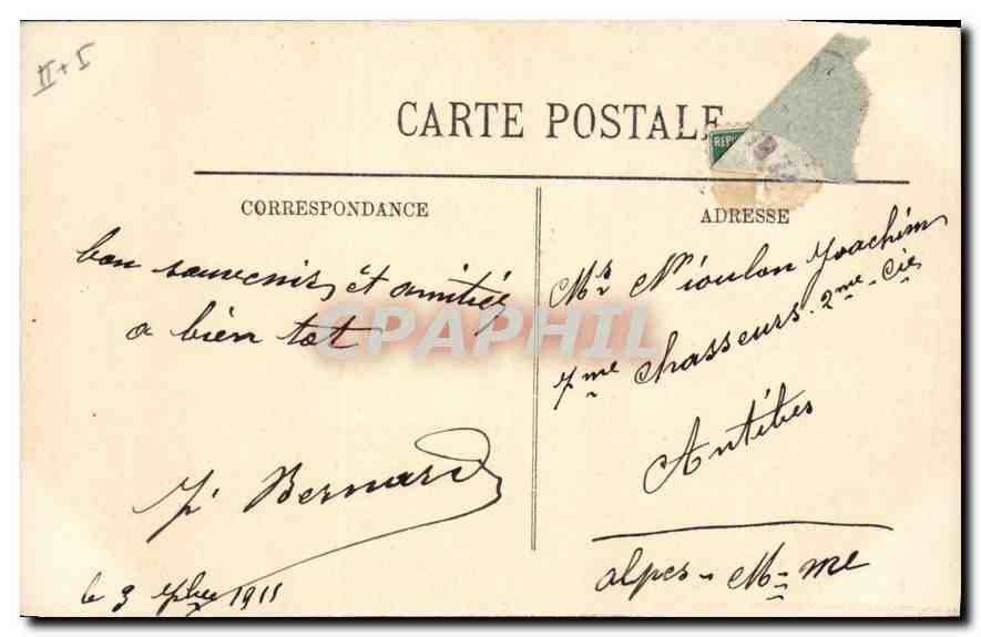 CPA Folklore Types d'Auvergne La Bourree  — Verso