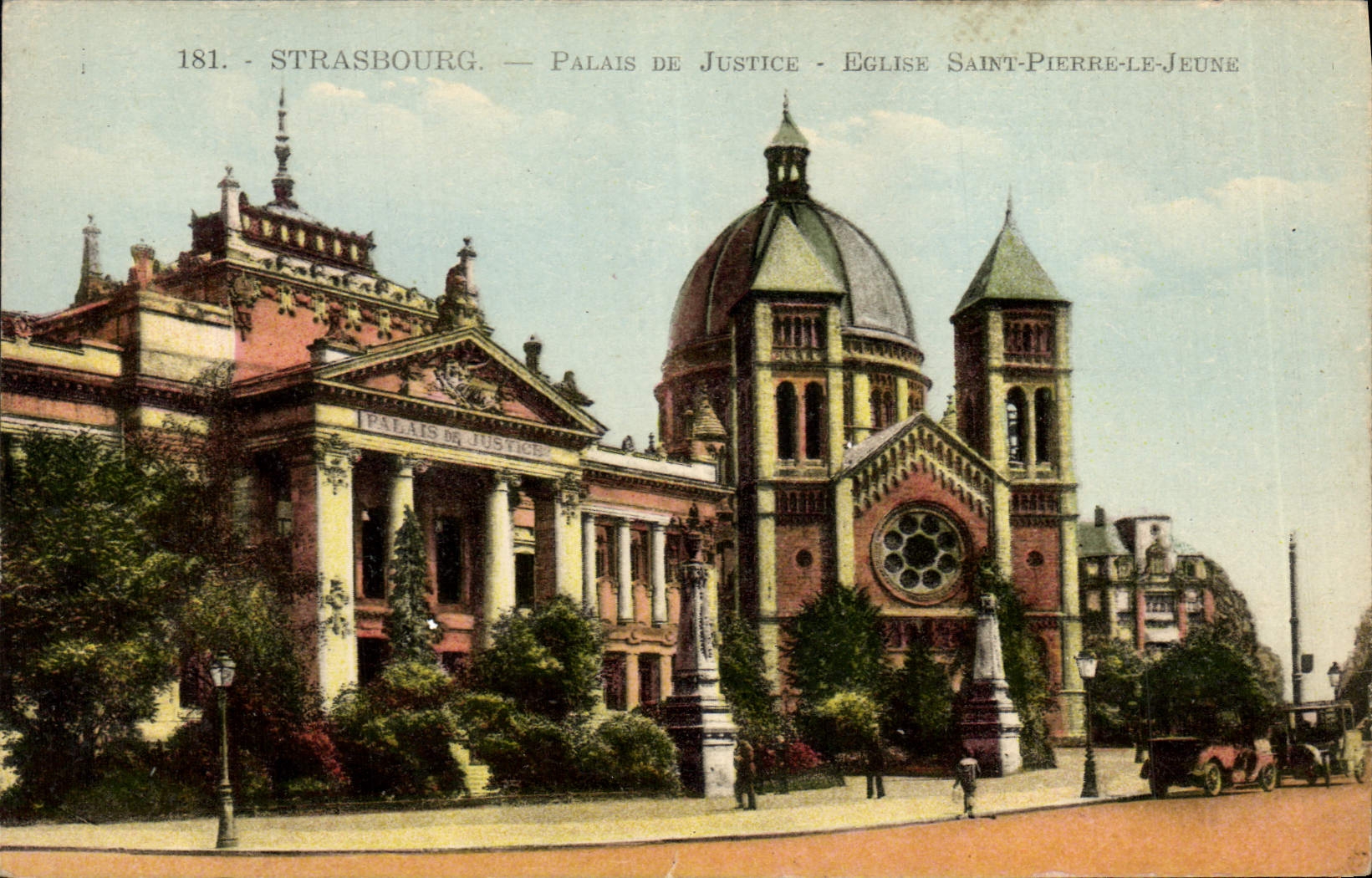 CPA Strasbourg Palais de Justice Eglise Saint Pierre le Jeune 