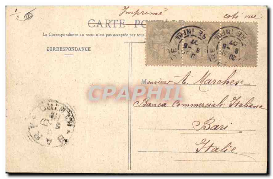CPA St Nazaire Le Palais de Justice  — Verso