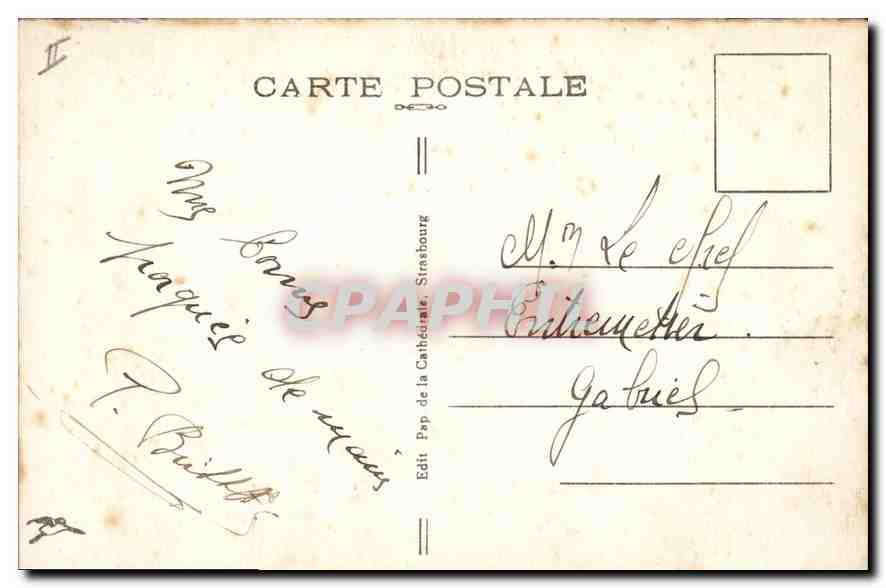 CPA Strasbourg Palais de Justice Eglise Saint Pierre le Jeune  — Rückseite