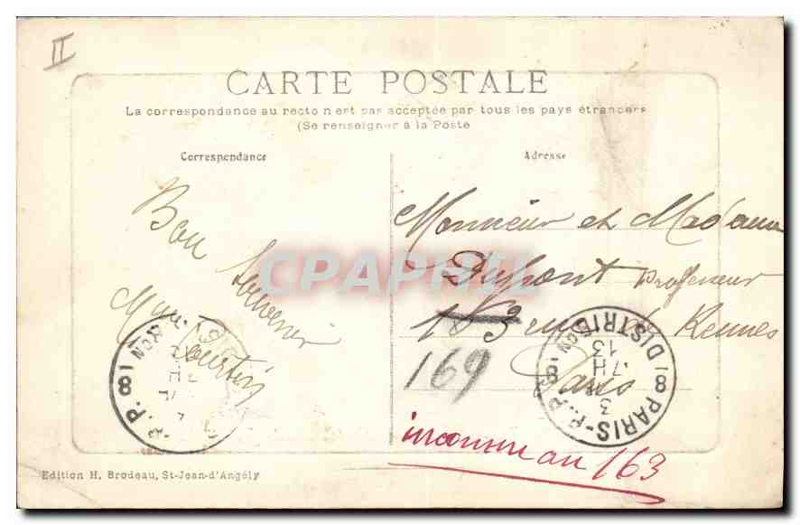CPA Saint Jean d'Angely Le Palais de Justice  — Verso
