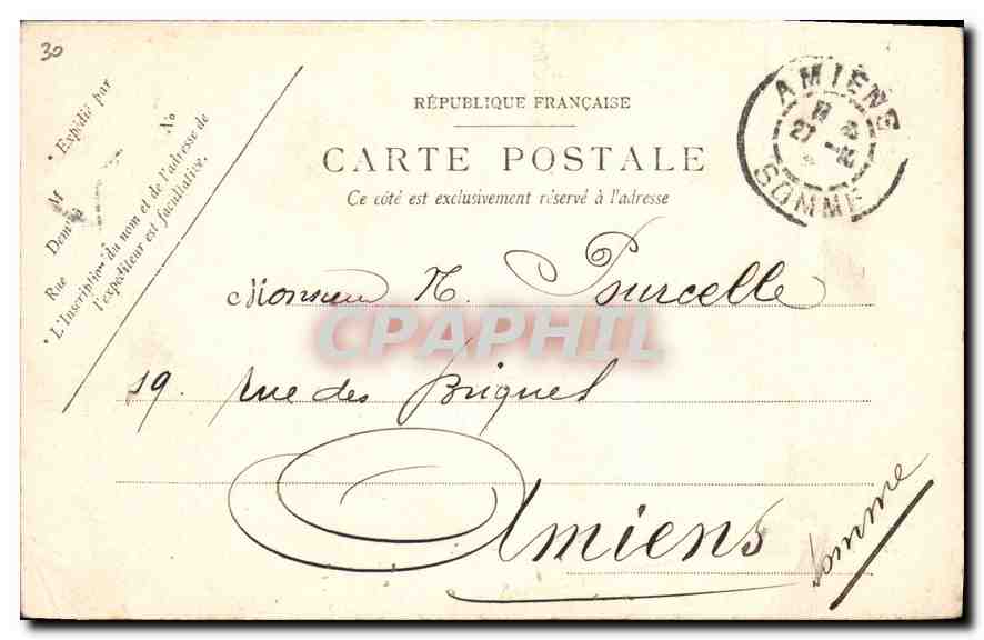 CPA Saint Quentin Le Palais de Justice  — Verso