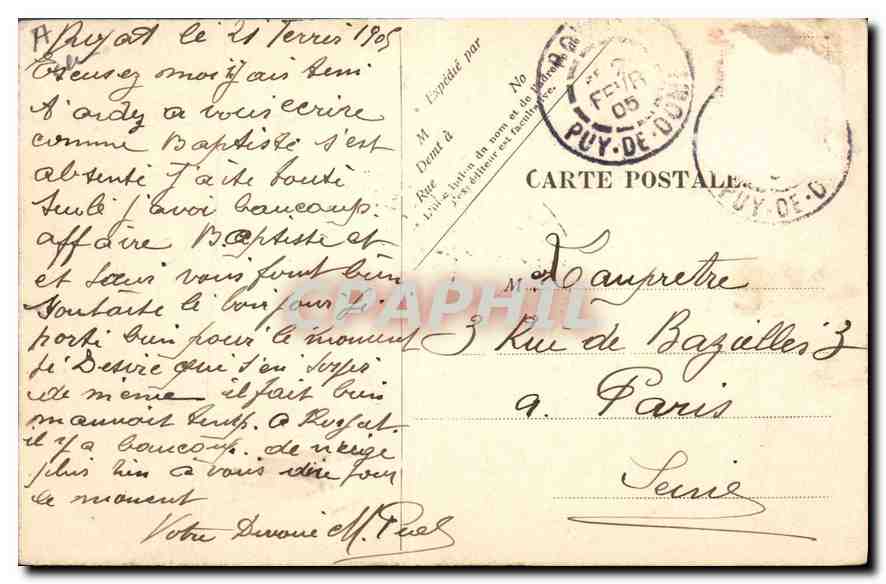 Village alpin — homme avec vache — Type Auvergnat n°35 — Rückseite
