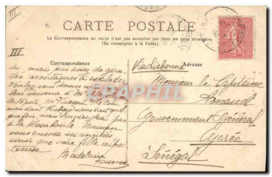 CPA Folklore Auvergne jeune laitiere Auvergnate  — Verso