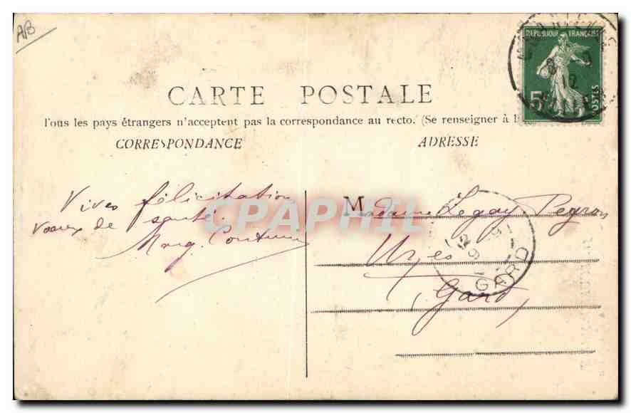 CPA Folklore Bourbonnaise Ane Mule — Verso