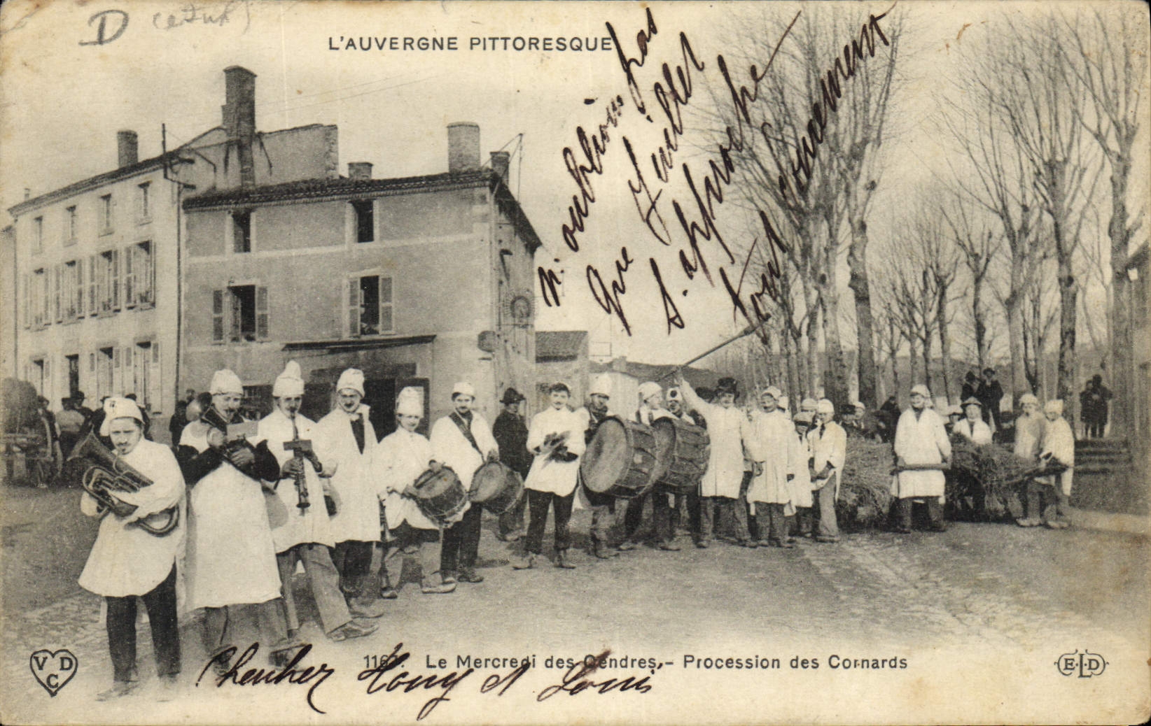 L'Auvergne pittoresque — Le Mercredi des Dendres — Procession des Cornards — Éditeur E.L.P. n°1167