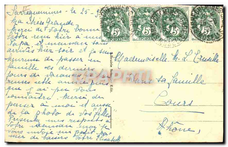 CPA Sarreguemines Le Palais de Justice  — Verso