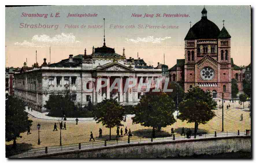 CPA Strasbourg Palais de Justice Eglise St Pierre le jeune 