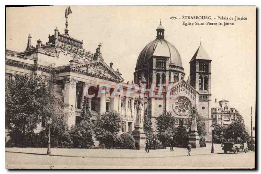 CPA Strasbourg Palais de Justice Eglise Saint Pierre le Jeune 