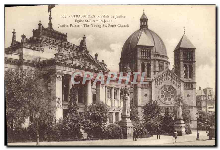CPA Strasbourg Palais de Justice Eglise St Pierre le Jeune 