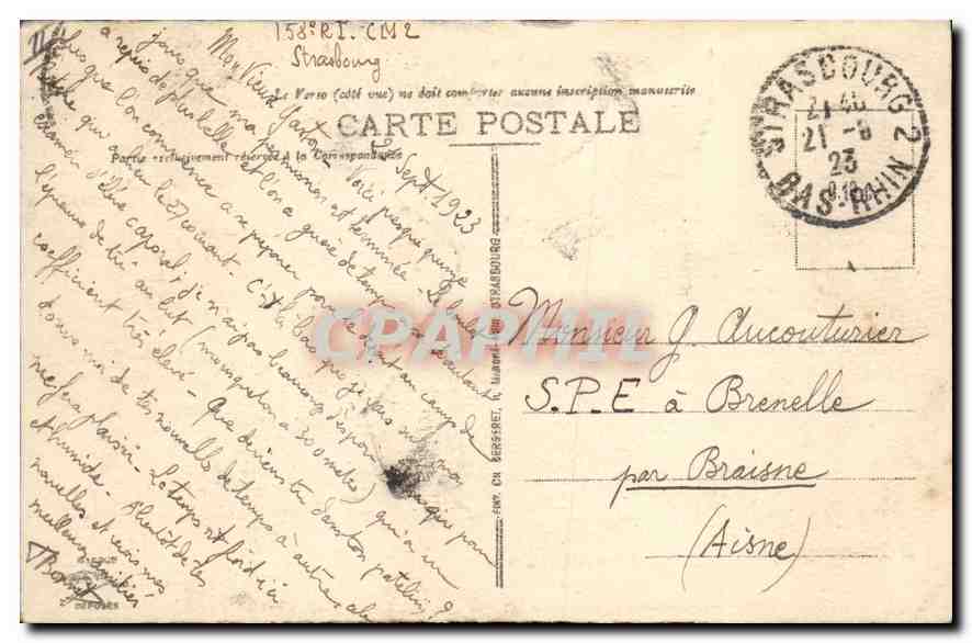 CPA Strasbourg Palais de Justice Eglise St Pierre le Jeune  — Verso