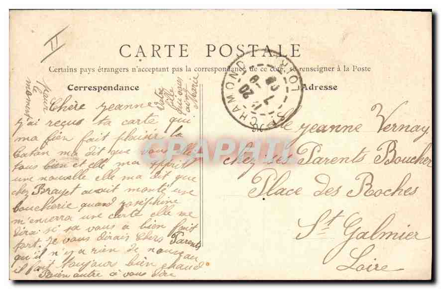 CPA Saint Chamond Loire Hotel de Ville et Justice de Paix  — Verso