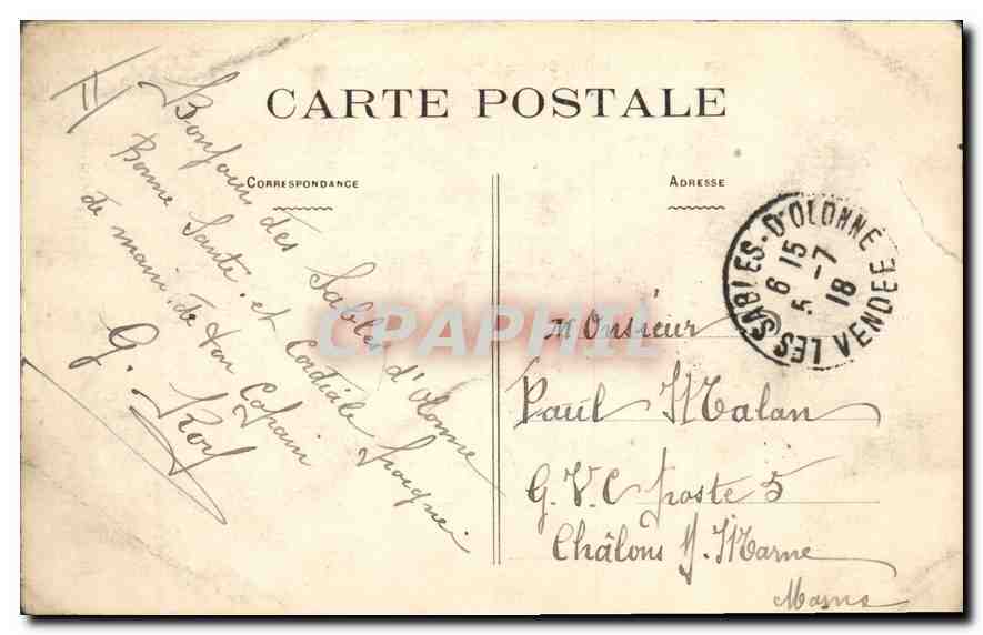 CPA Les Sables d'Olonne Le Palais de Justice  — Verso