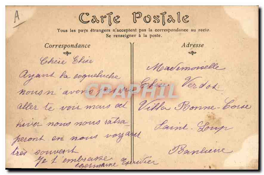 CPA Folklore Auvergne une Noce  — Verso
