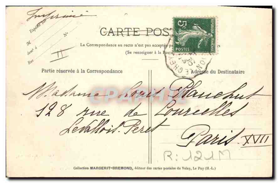 CPA Folklore Le velay Illustre le couple a Cheval  — Verso