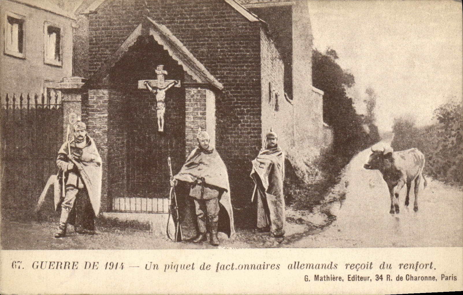 CPA Militaria Guerre de 1914 Un piquet de factonnaires allemands recoit du renfort 