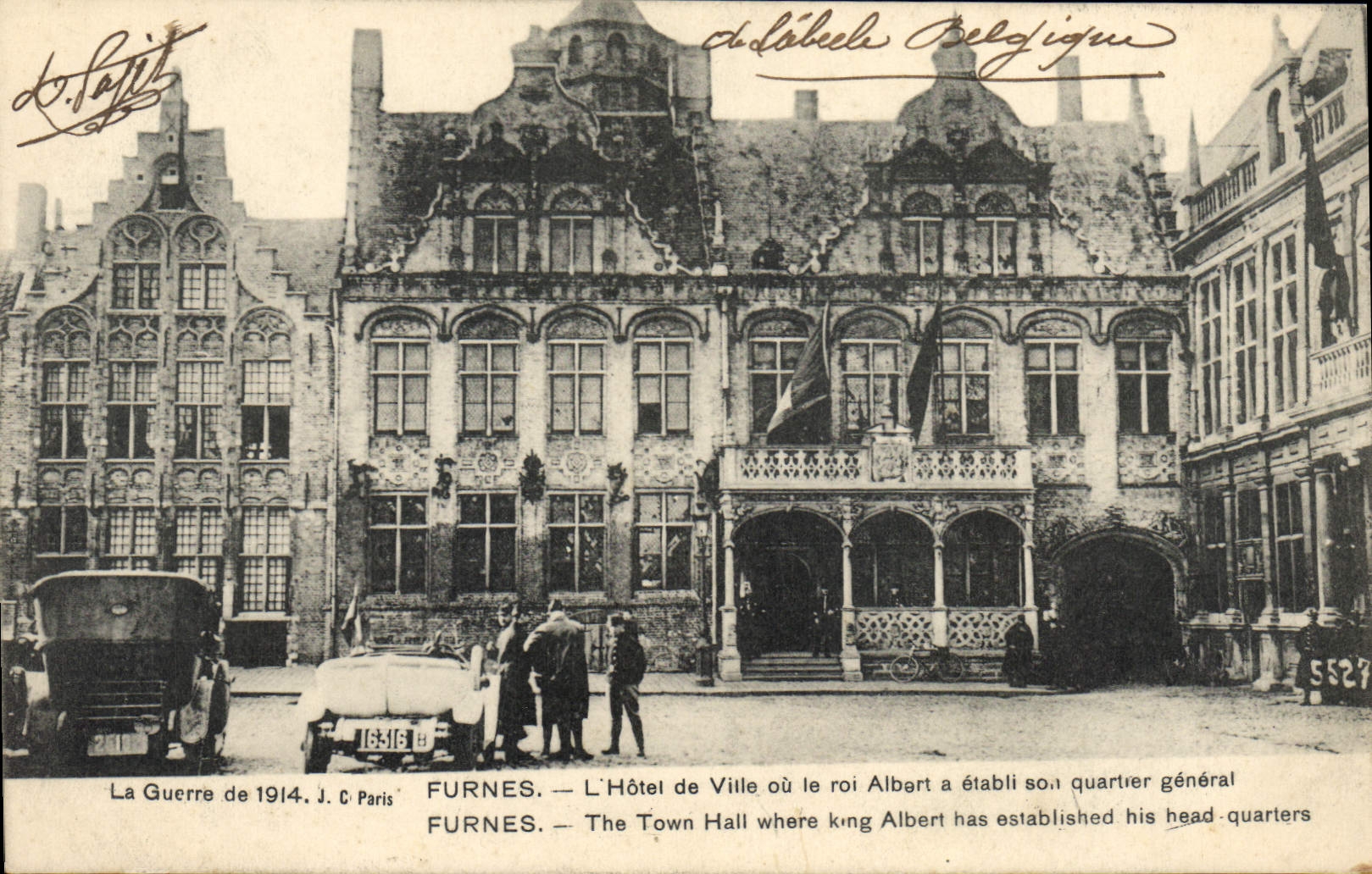 Furnes — L'Hôtel de Ville où le roi Albert a établi son quartier général — J. C. Paris