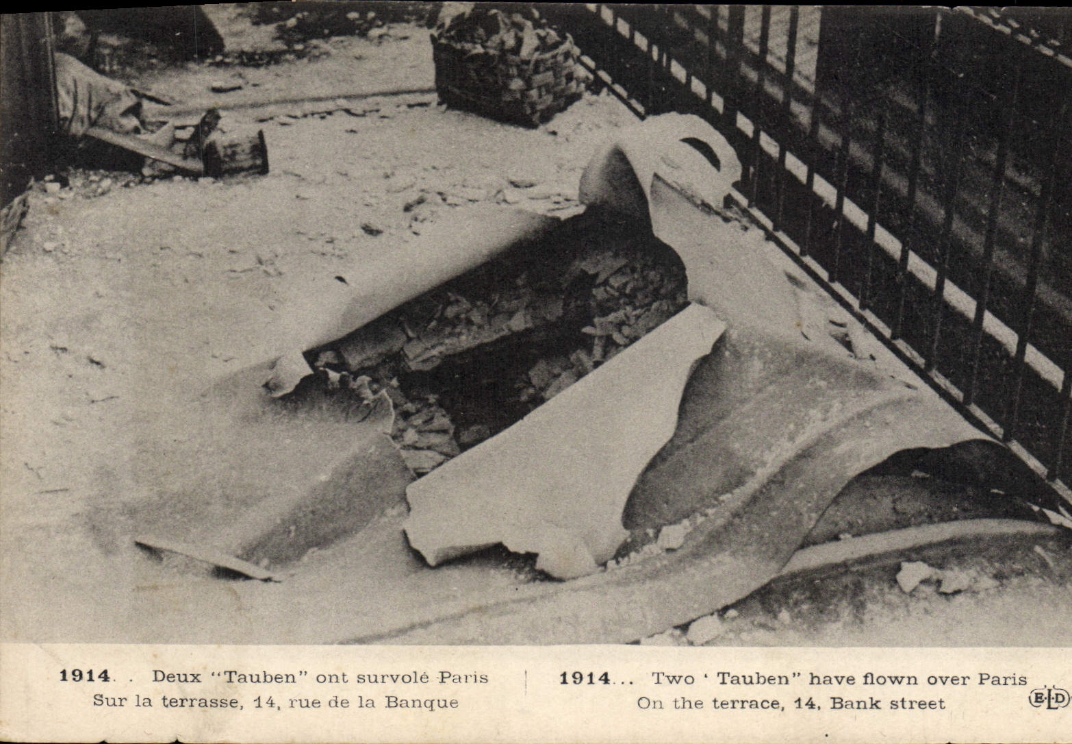 Destruction sur une terrasse à Paris — 1914 — Édition B.P.D.