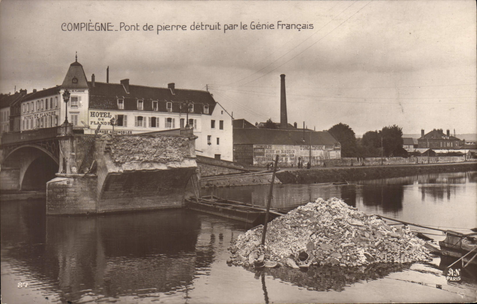 Compiègne — Pont de pierre détruit par le Génie Français — J.N. Paris