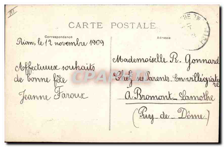 CPA Folklore Notre Auvergne Region du Puy de Dome  — Verso