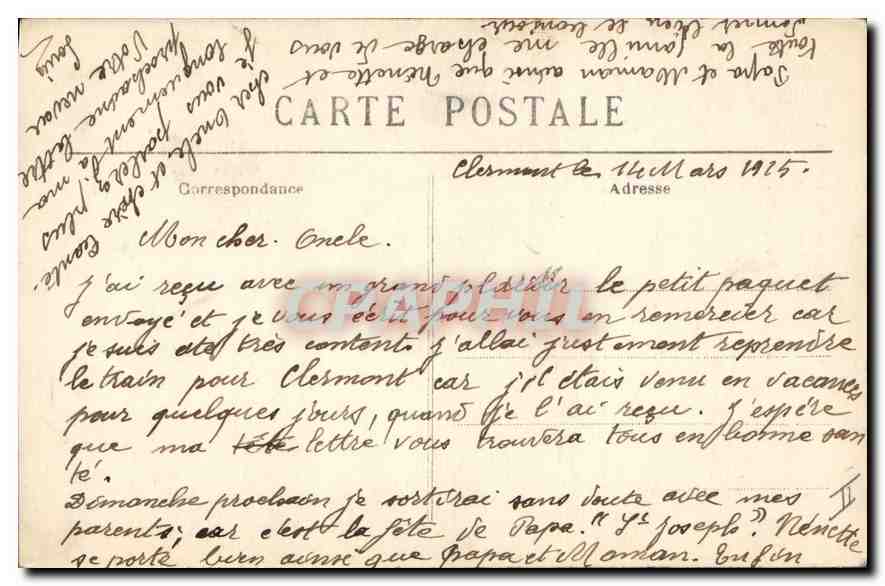 CPA Folklore L'Auvergne pittoresque Le Depart pour le Front Une tasse de Vin d'Auvergne au petit her — Verso