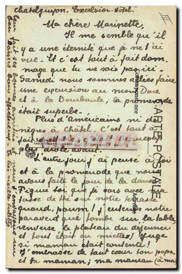 CPA Folklore L'Auvergne Partie seule pour la ville  — Verso