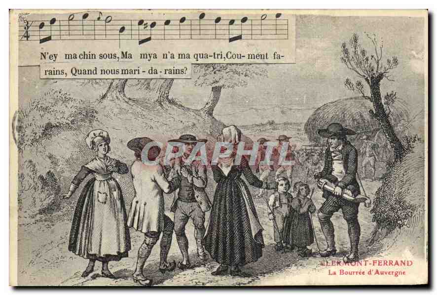 CPA Folklore La Bourree d'Auvergne 