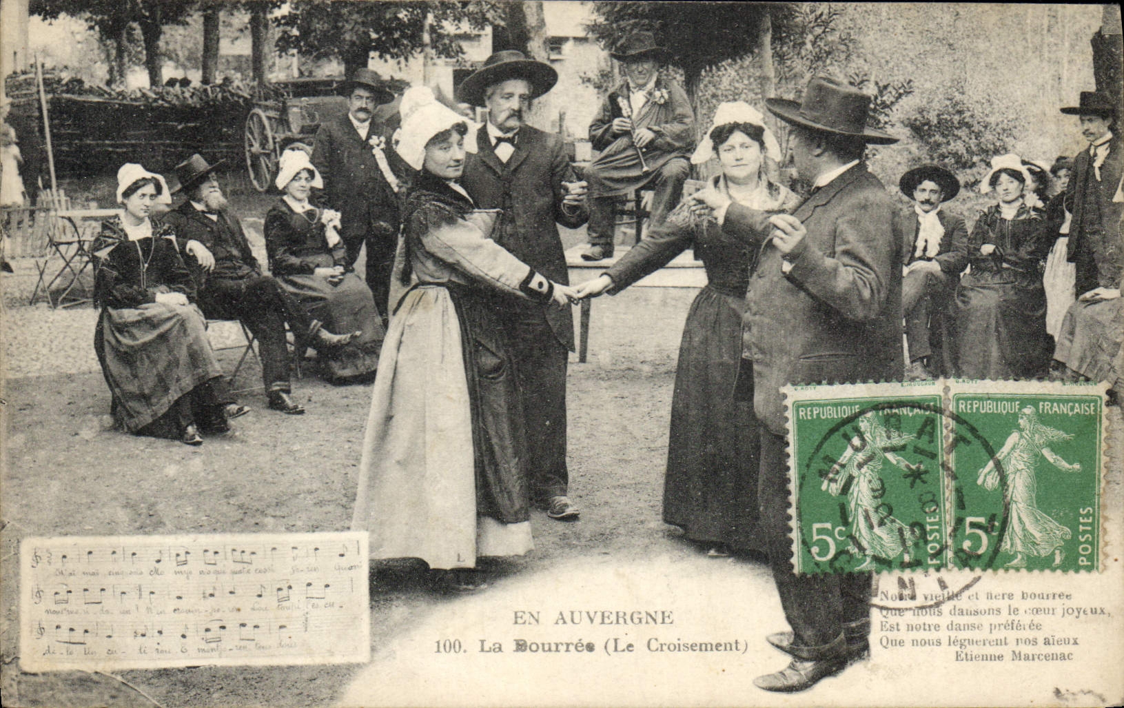 CPA Folklore En Auvergne La Bourree Le Croisement 