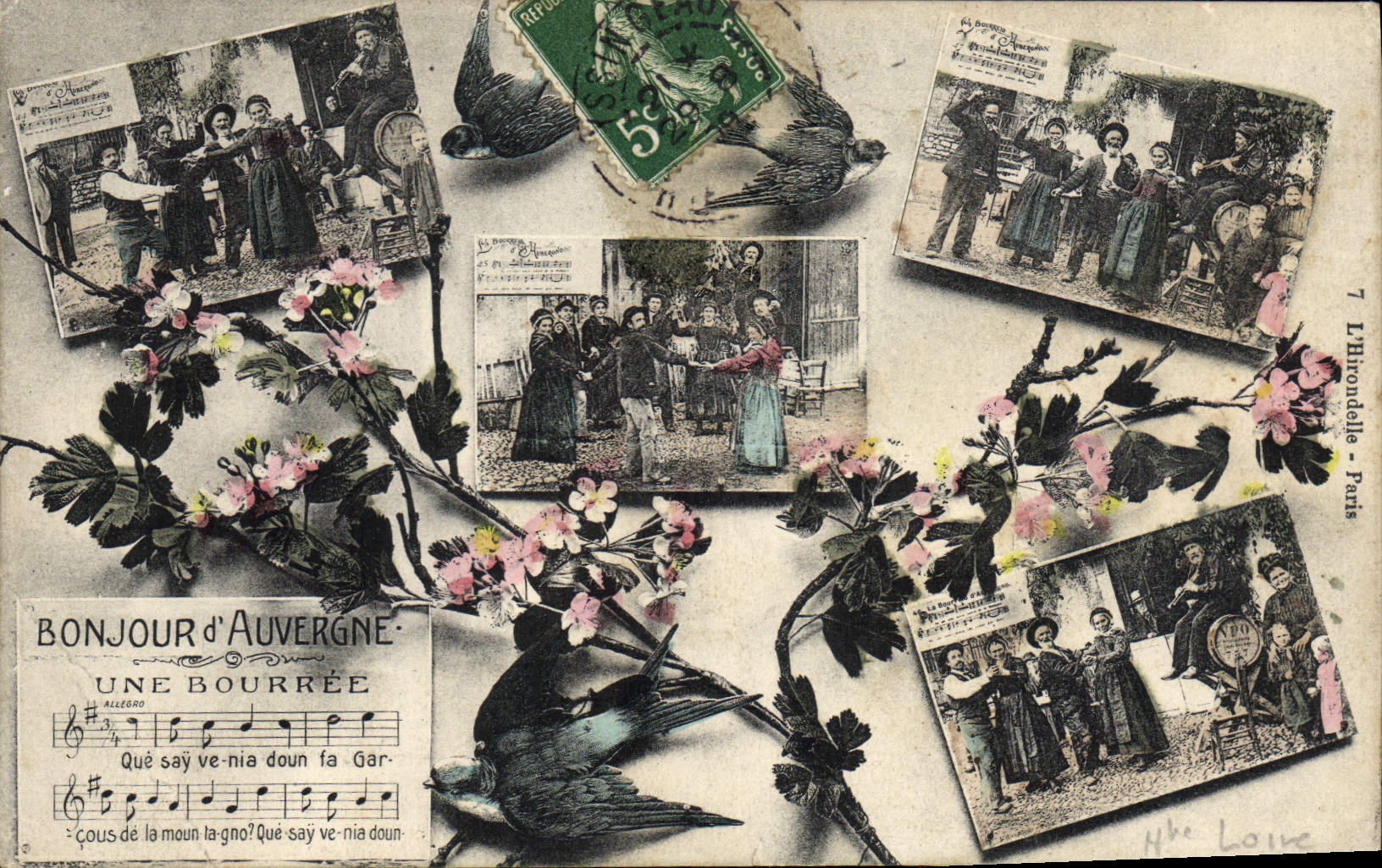 CPA Folklore Bonjour d'Auvergne une bourree 