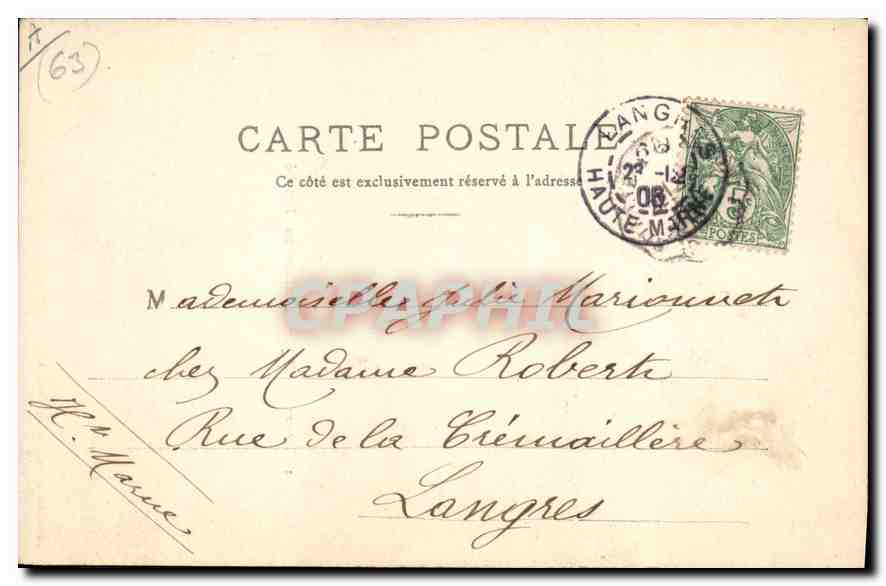 CPA Folklore Thiers Paysanne allant au Marche  — Verso