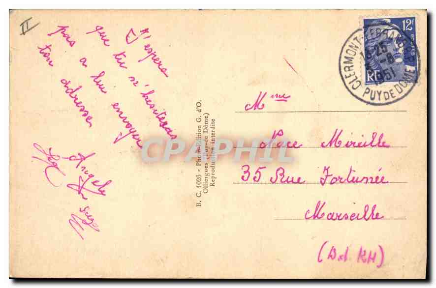L'Auvergne — jeune Auvergnat — G.d'O — Verso