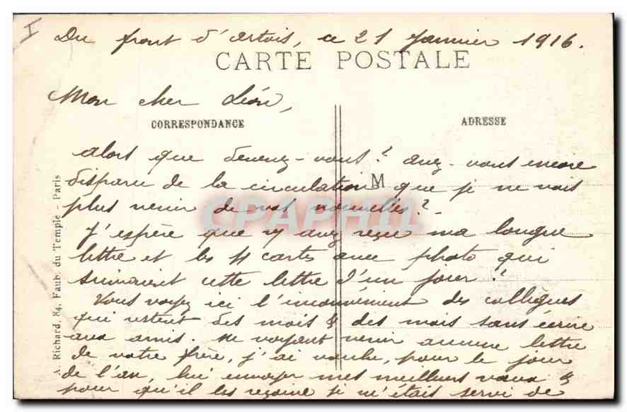 Arras — Aspect de la rue de la Vacquerie après le bombardement — A.R. 644 — Verso