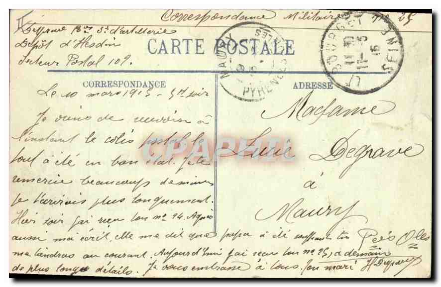Arras et les Allemands — L'Asile des Vieillards où périrent 40 personnes dans le bombardement du 30 octobre — Imp. de la Société du Pas-de-Calais, J. Eloy, Directeur — Rückseite