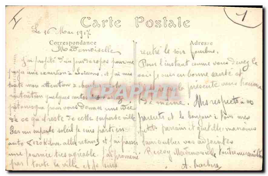 Soissons — La Cathédrale, la Grande Nef — B. Nougard, Éditeurs Claye (S.-et-M.) — Verso