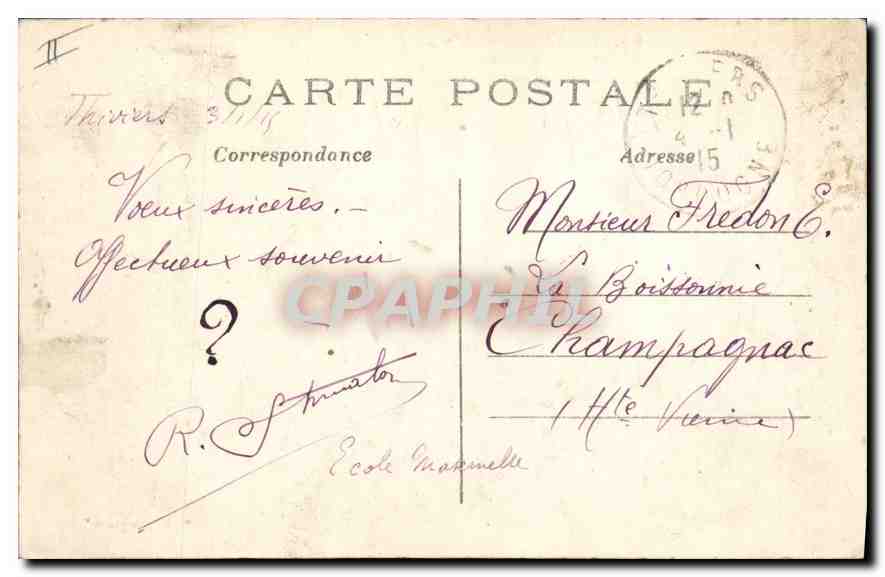 Reims — Damage caused by a shell in 1915 — Publisher not identified, no. 88 — Back
