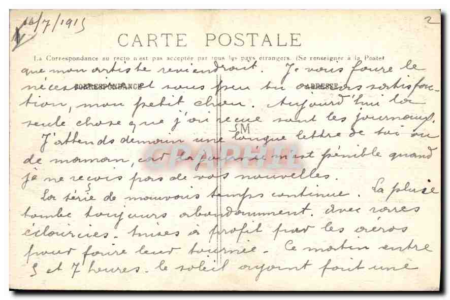 Arras — Ansicht nach dem deutschen Bombenangriff — A.R. n°286 — Rückseite