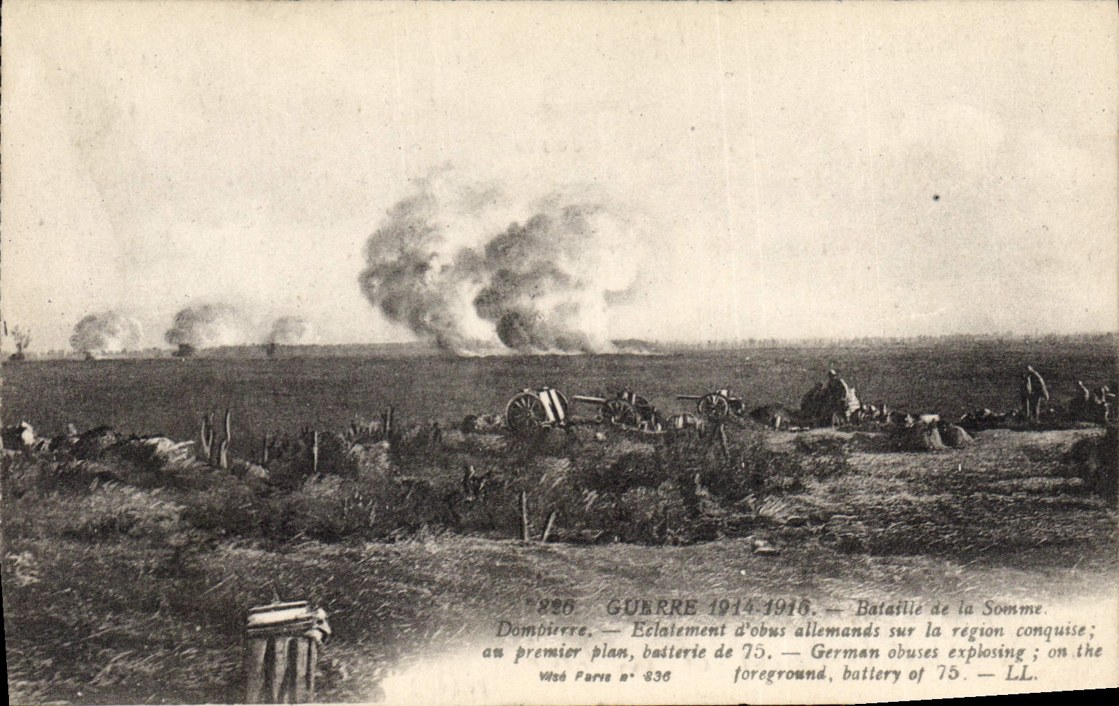Dompierre — Explosion deutscher Granaten auf dem eroberten Gebiet — Wisé Paris n° 836