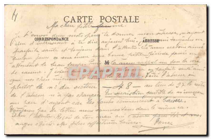 In Lothringen - Krieg 1914-15 — La Rue des Ponts nach dem Bombenangriff — Quantitio, Lith. Verlag - Cliché Dirlier — Rückseite