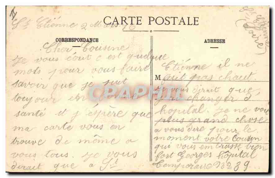 CPA st.ETIENNE- Palais de Justice — Verso