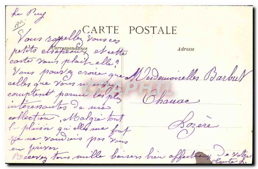 CPA Folklore Paysannes des Environs du Puy — Verso